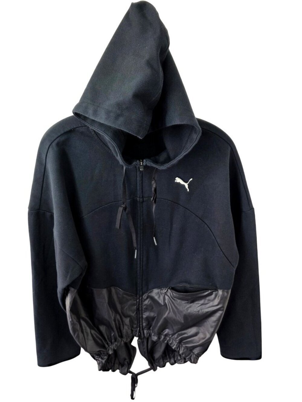 Puma Hybrid Hoodie Jacket Unisex Sz M Black Full Zip dryCELL Moisture Wicking EU